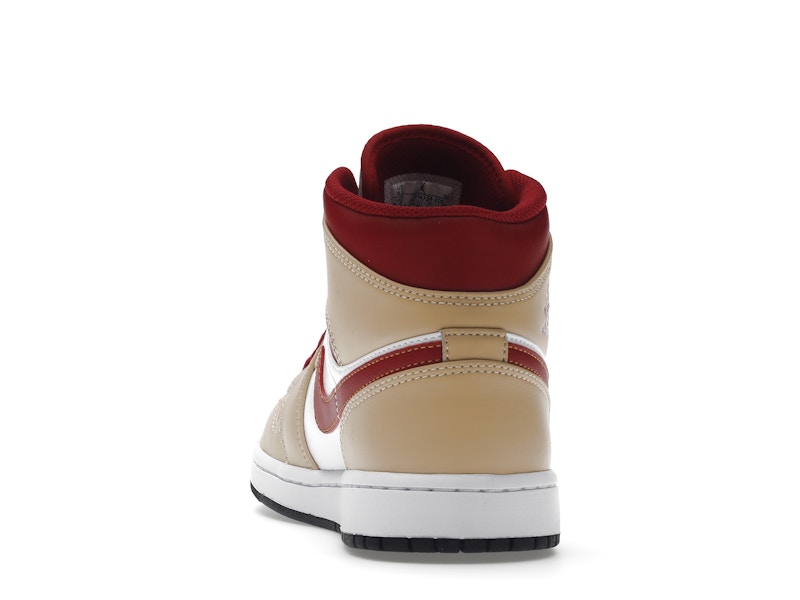 Jordan 1 Mid Light Curry Cardinal