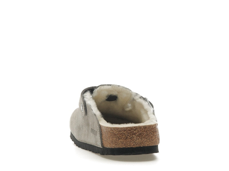 Birkenstock Boston Shearling Suede Stone Coin