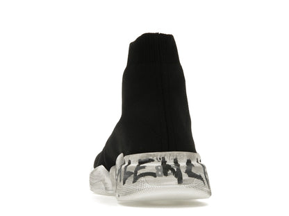 Balenciaga Speed 2.0 Graffiti Recycled Knit Black White