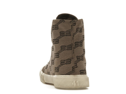 Balenciaga Paris High Top BB Monogram Dark Beige Brown