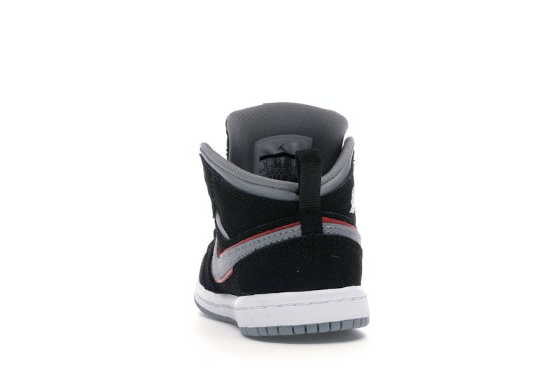 Jordan 1 Mid Black Particle Grey Gym Red (TD)