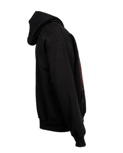 Sp5der OG Rhinestone Logo Hoodie Black