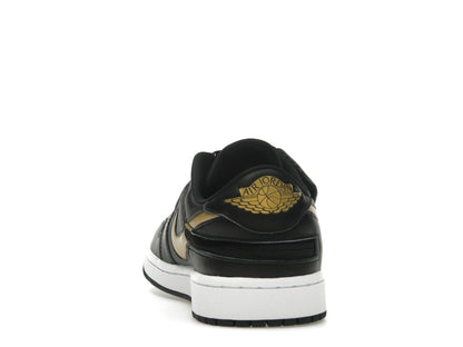 Jordan 1 Low FlyEase Black White Metallic Gold