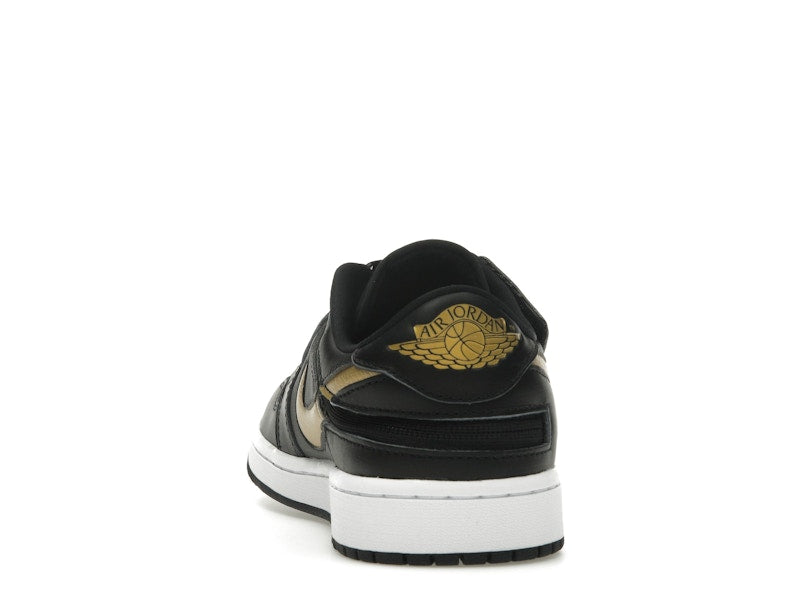 Jordan 1 Low FlyEase Black White Metallic Gold