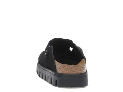 Birkenstock Boston Chunky Suede Black Black Sole (Narrow) (Women's)