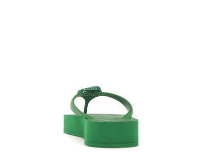 Gucci Chevron Thong Sandal Green Rubber