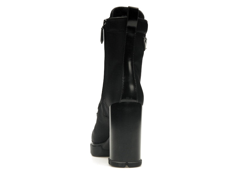 Prada 110 mm Nylon Booties Black Brushed Leather