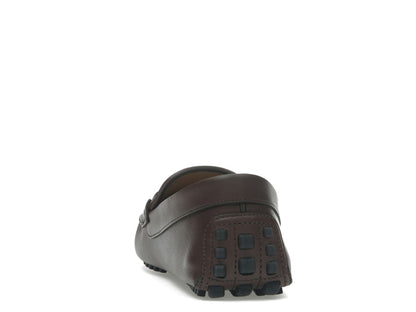 Gucci Ayrton Webbing-Trimmed Horsebit Leather Driver Loafers Brown