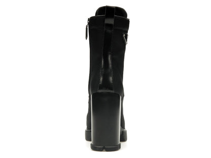 Prada 110 mm Nylon Booties Black Brushed Leather