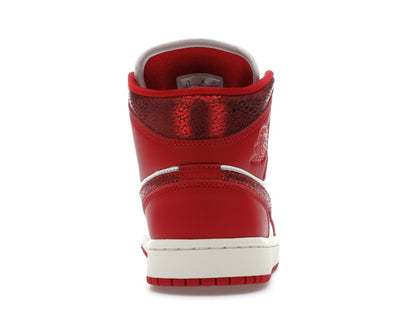 Jordan 1 Mid SE Red Cracked Leather (Women's)