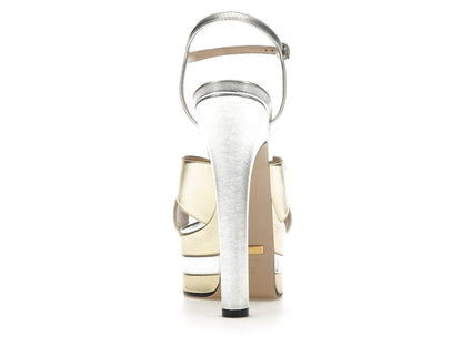 Gucci 135mm Platform Sandal Metallic Leather (Women's)