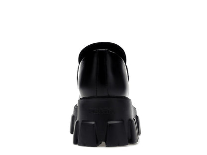 Prada Monolith 55mm Loafer Black Brushed Leather