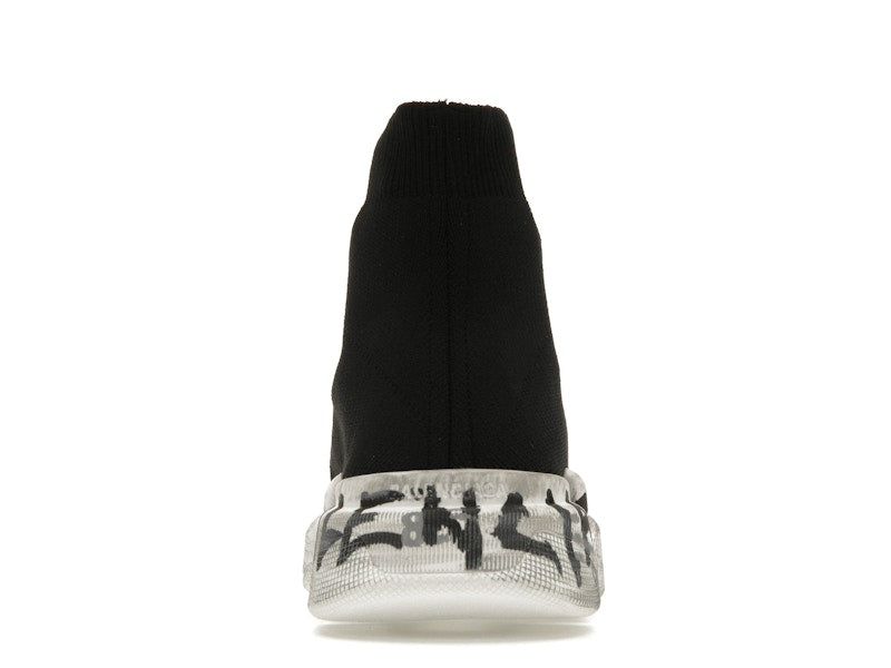 Balenciaga Speed 2.0 Graffiti Recycled Knit Black White