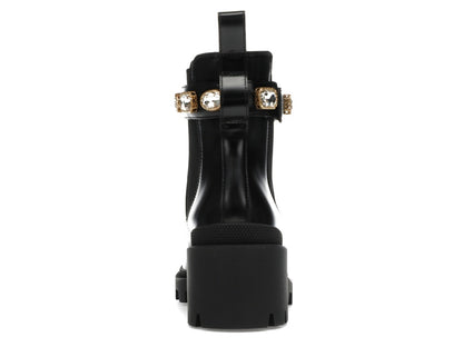 Gucci Crystal Belt 60mm Ankle Boot Black Leather