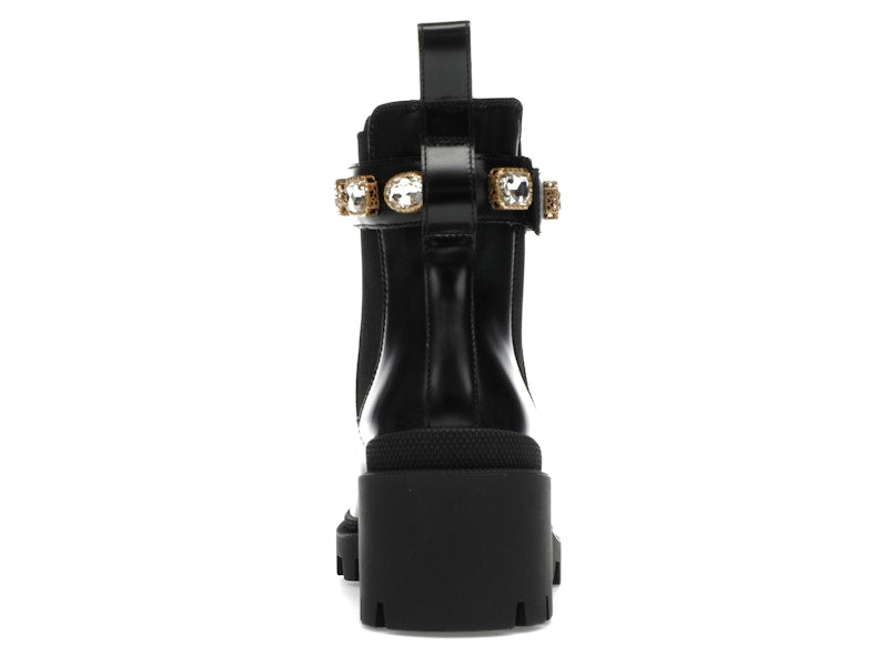 Gucci Crystal Belt 60mm Ankle Boot Black Leather