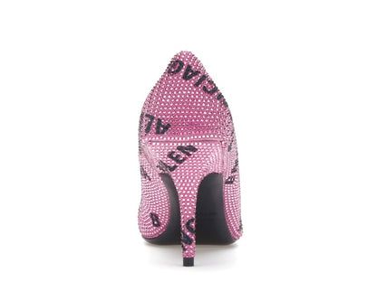 Balenciaga Square Knife Embellished Pumps Pink Black (Women's)