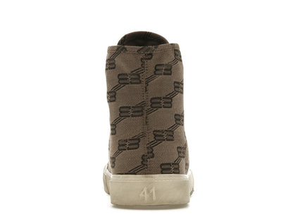 Balenciaga Paris High Top BB Monogram Dark Beige Brown