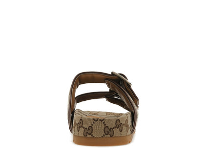 Gucci Strap Slide Sandal Beige Canvas