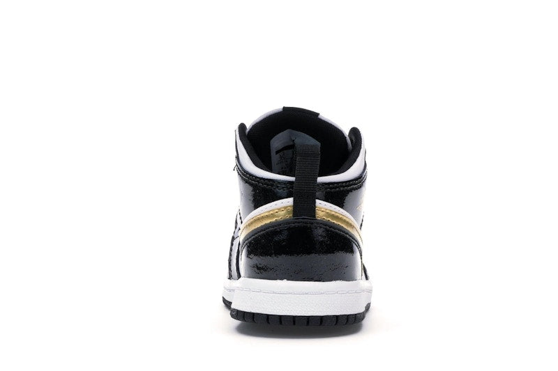 Jordan 1 Mid Patent Black White Gold (TD)
