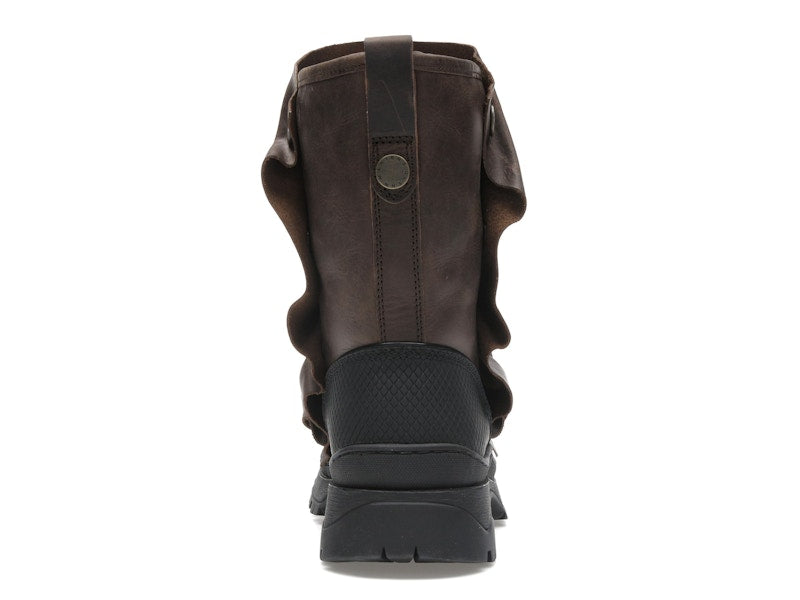H&M x Glenn Martens Gaiter-Detail Leather Boots Dark Brown