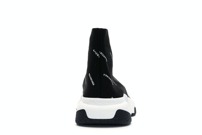 Balenciaga Speed Trainer Logo Print Black White (Women's)