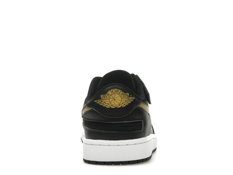 Jordan 1 Low FlyEase Black White Metallic Gold