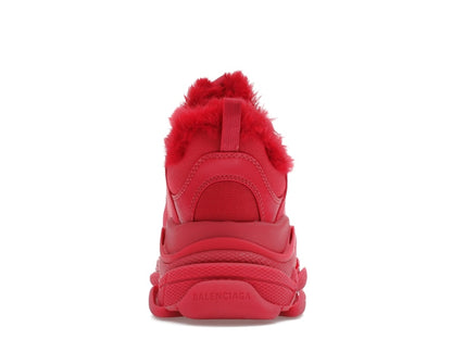 Balenciaga Triple S Faux Fur Burgundy