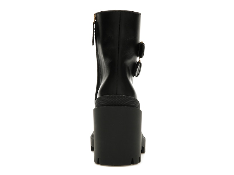 Gucci Buckles Ankle Boots Black Beige (Women's)