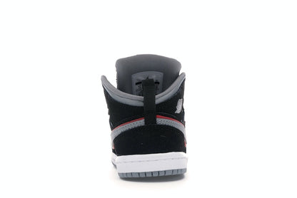 Jordan 1 Mid Black Particle Grey Gym Red (TD)