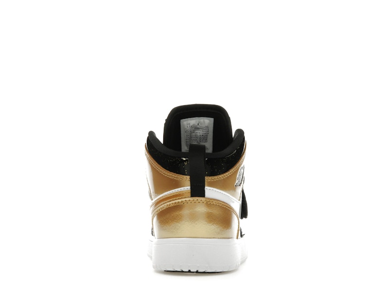 Sky Jordan 1 Mid Black Metallic Gold White (PS)