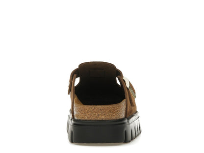 Birkenstock Boston Chunky Suede Dark Tea Black (Narrow) (Women's)