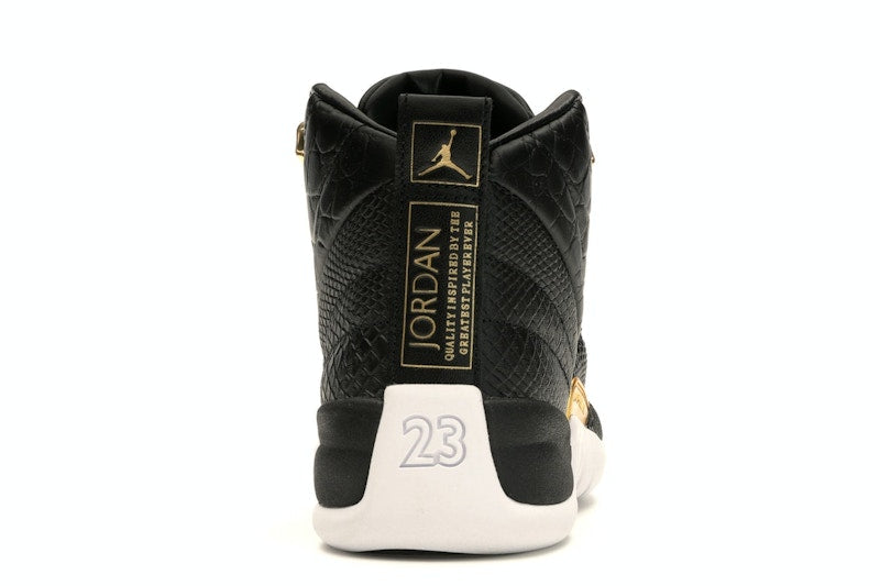 Jordan 12 Retro Black Metallic Gold White (Women's)