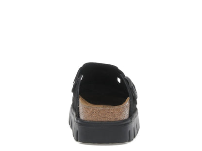 Birkenstock Boston Chunky Suede Black Black Sole (Narrow) (Women's)