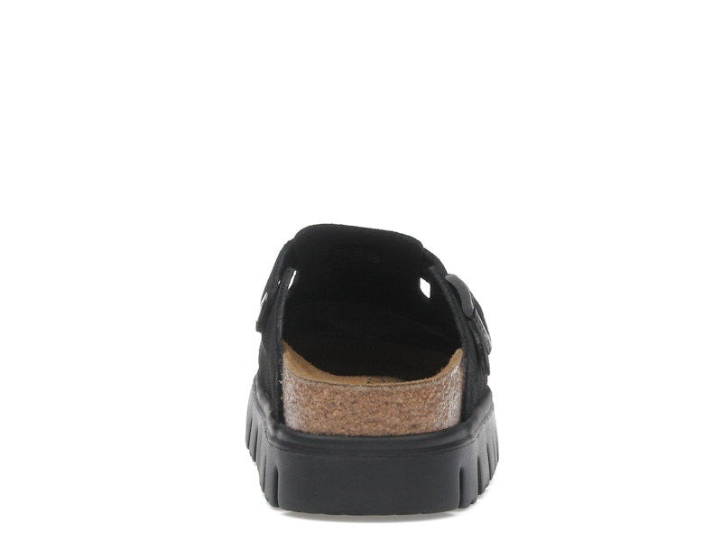 Birkenstock Boston Chunky Suede Black Black Sole (Narrow) (Women's)