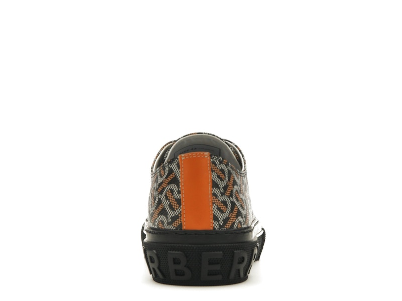 Burberry Monogram Pattern Low Top Black Orange Canvas