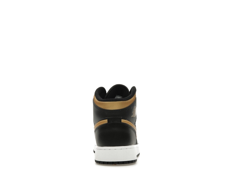 Jordan 1 Mid Black Metallic Gold Swoosh (GS)