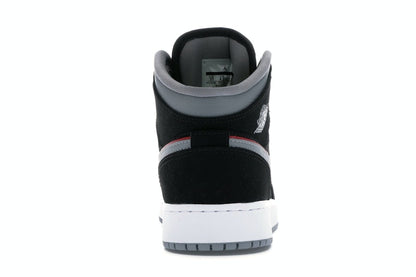 Jordan 1 Mid Black Particle Grey Gym Red (GS)