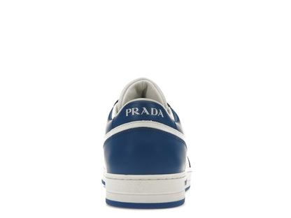 Prada Downtown Low Top Sneakers Leather White Cobalt Blue