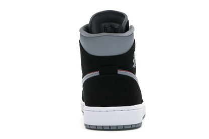 Jordan 1 Mid Black Particle Grey Gym Red