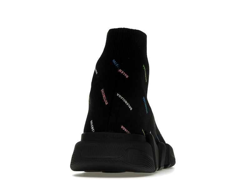 Balenciaga Speed 2.0 AllOver Logo Recycled Knit Black Multicolor