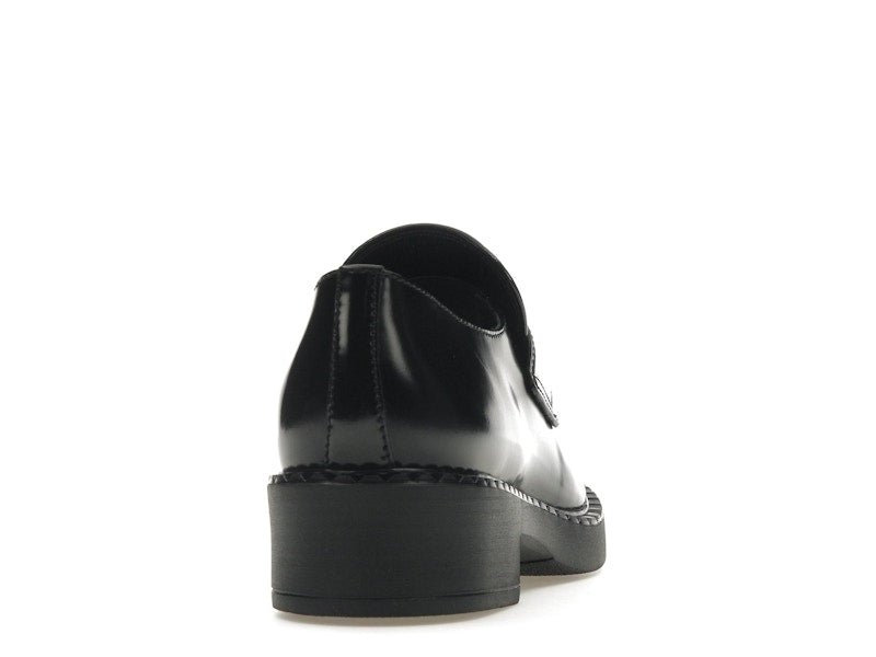 Prada Chocolate 50mm Loafer Black Brushed Leather