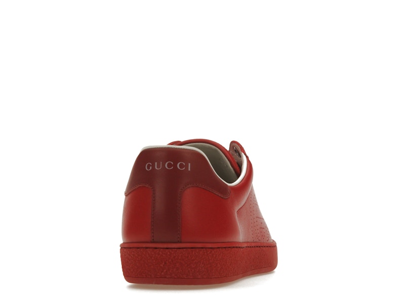 Gucci Ace Perforated Interlocking G Red