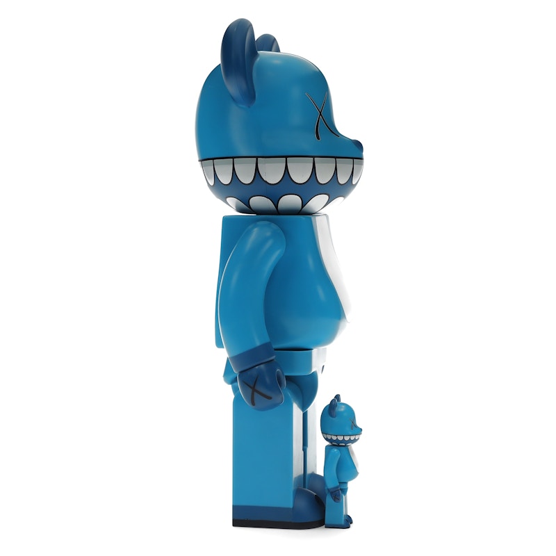 Bearbrick x a-nation KAWS Chompers 100% & 400% Set Blue
