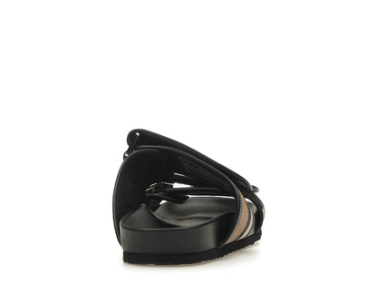 Burberry Check Sandals Birch Brown Black