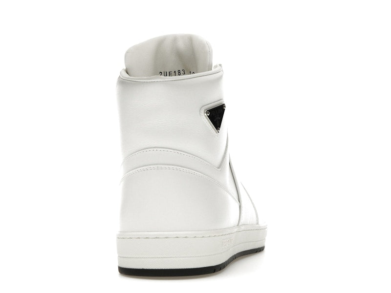 Prada Downtown High Top Sneakers Leather White White Black
