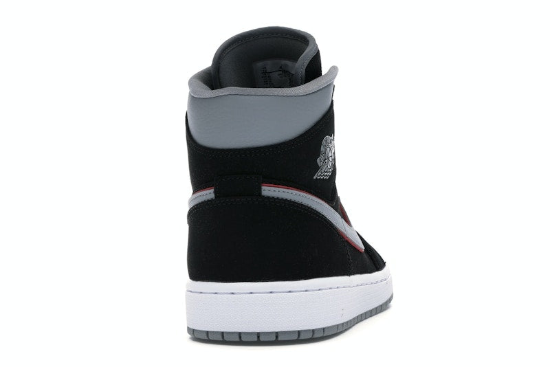 Jordan 1 Mid Black Particle Grey Gym Red