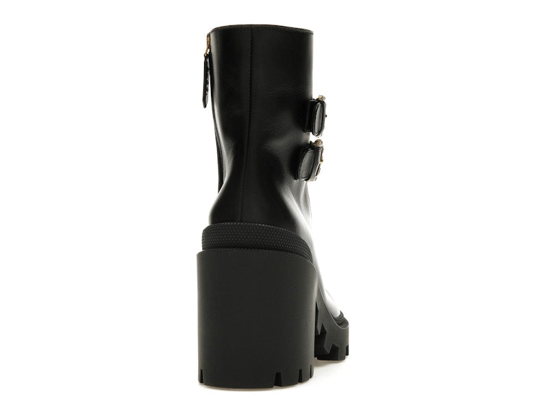 Gucci Buckles Ankle Boots Black Beige (Women's)