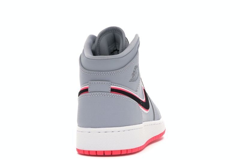 Jordan 1 Mid Wolf Grey Racer Pink Black (GS)