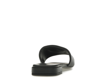 Prada Logo Slide Sandals Black Saffiano Leather
