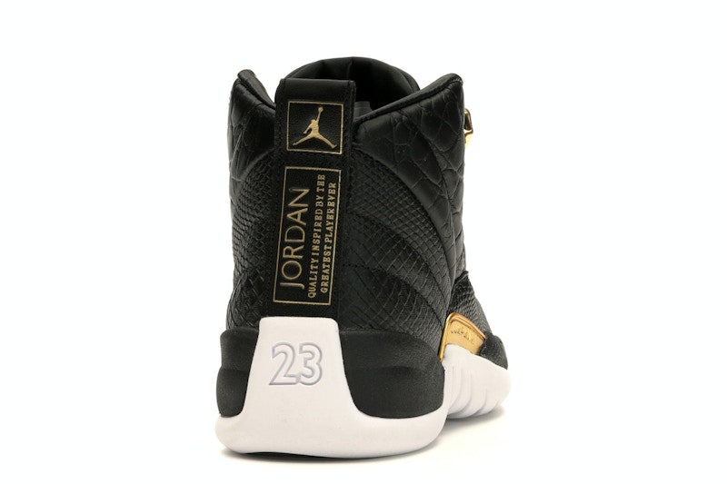 Jordan 12 Retro Black Metallic Gold White (Women's)